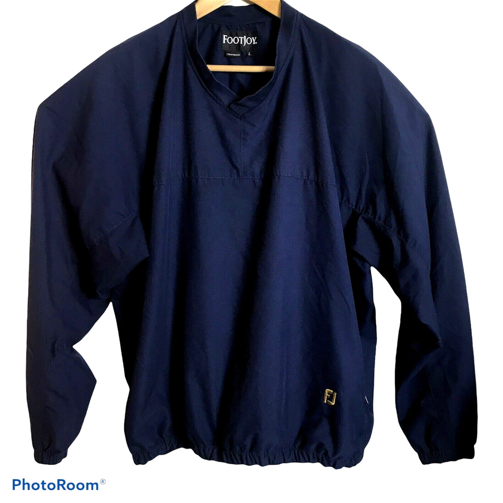 FootJoy Pullover Jacket FJ Mens Size Large Golf V-Neck Packable Blue Microfiber